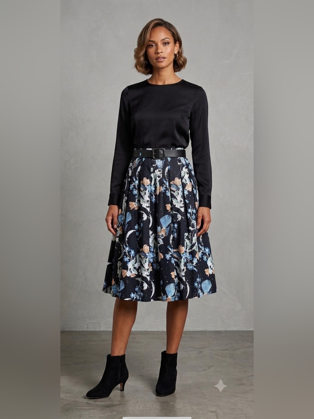 Starry Night pleated midi skirt by Hell‎ Bunny size M whimsygoth
